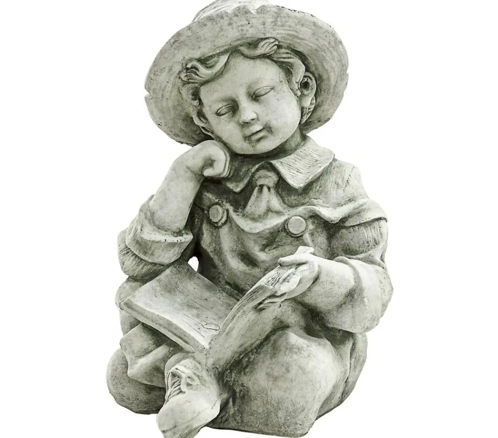 Denscho Gartenzwerge & Gartenfiguren - Stein-Junge im Schneidersitz, 31 x 30 x 43 cm