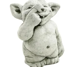 Denscho Stein-Troll Finger in der Nase, 19 x 26 x 32 cm Hellgrau Hot