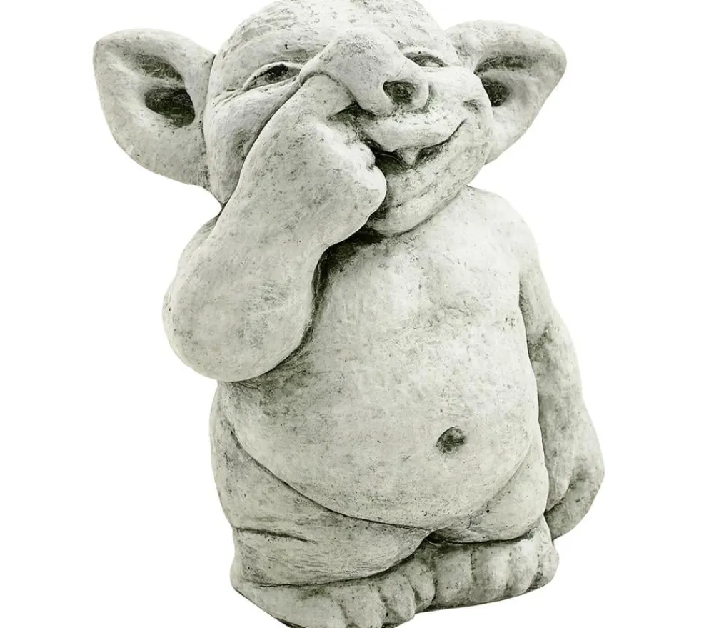 Denscho Stein-Troll Finger in der Nase, 19 x 26 x 32 cm Hellgrau Hot