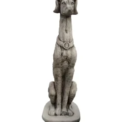 Denscho Stein-Windhund stehend, ca. B21/H80/T21 cm Grau New