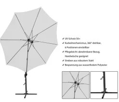 derby Sonnenschirme - Pendelschirm Ravenna Smart, rund, ca. Ø300 cm Dunkelgrau