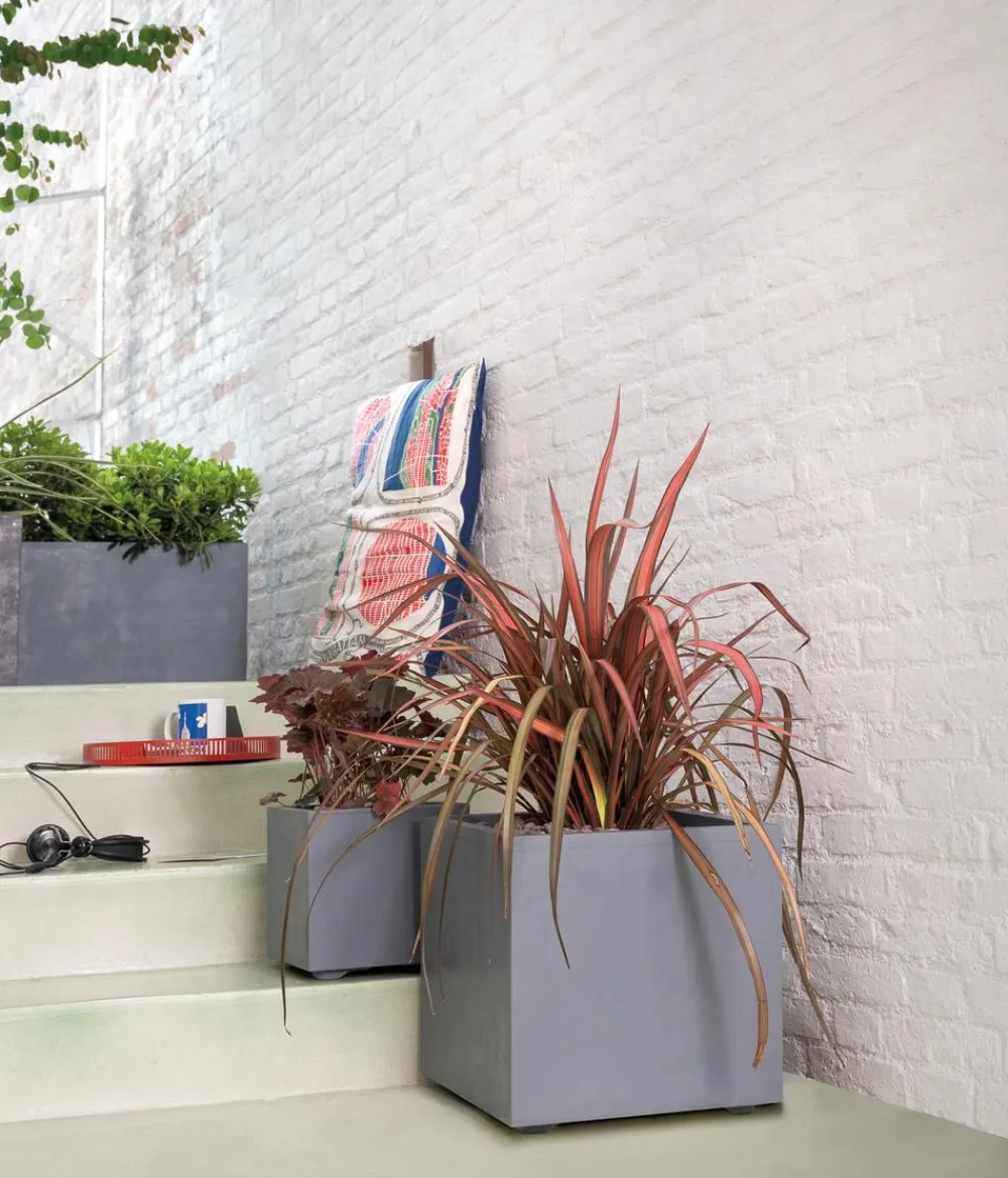 Deroma Pflanzkübel & Blumenkästen - Kunststoff-Topf Millenium, quadratisch Grau