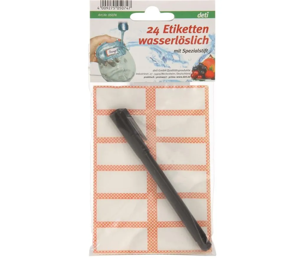 deti Einkochautomaten & Zubehör - wasserlösliche Etiketten inkl. Spezialstift, 24er-Set