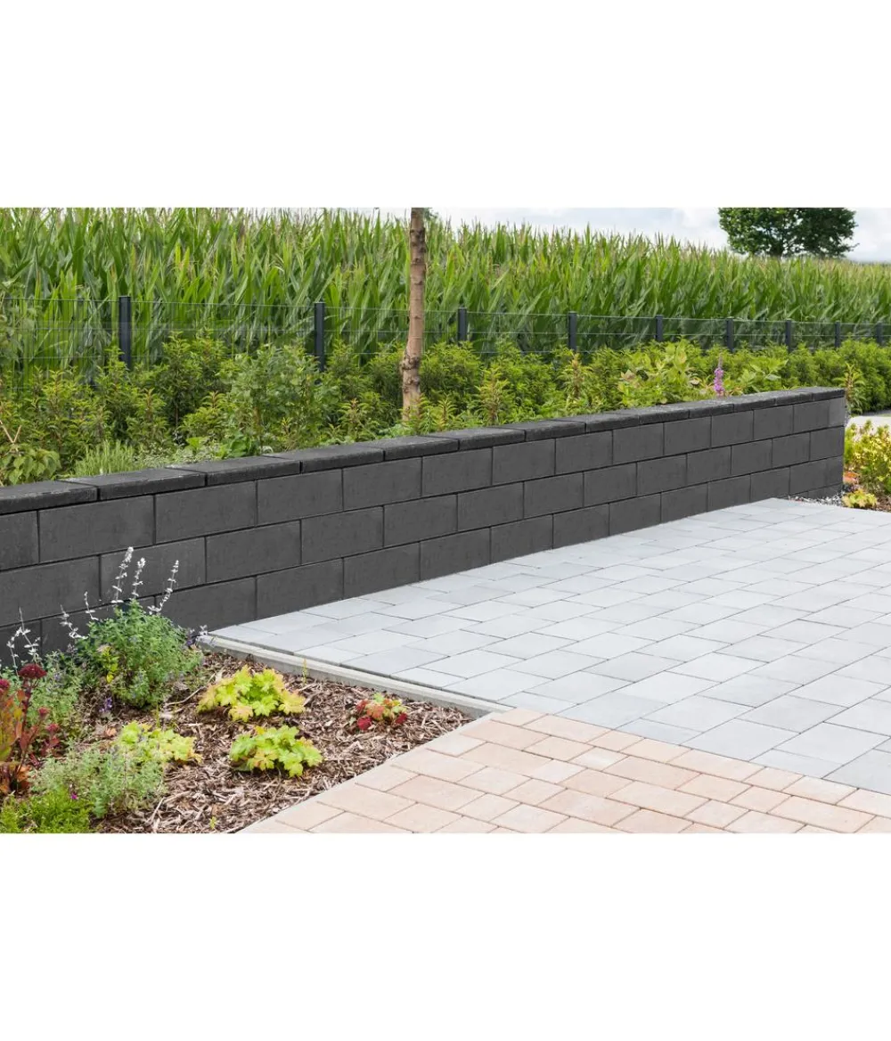 DIEPHAUS Steine & Terrassenplatten - Abdeckplatte LISCO mit Glimmer, 45 x 22,5 x 5 cm Dunkelgrau