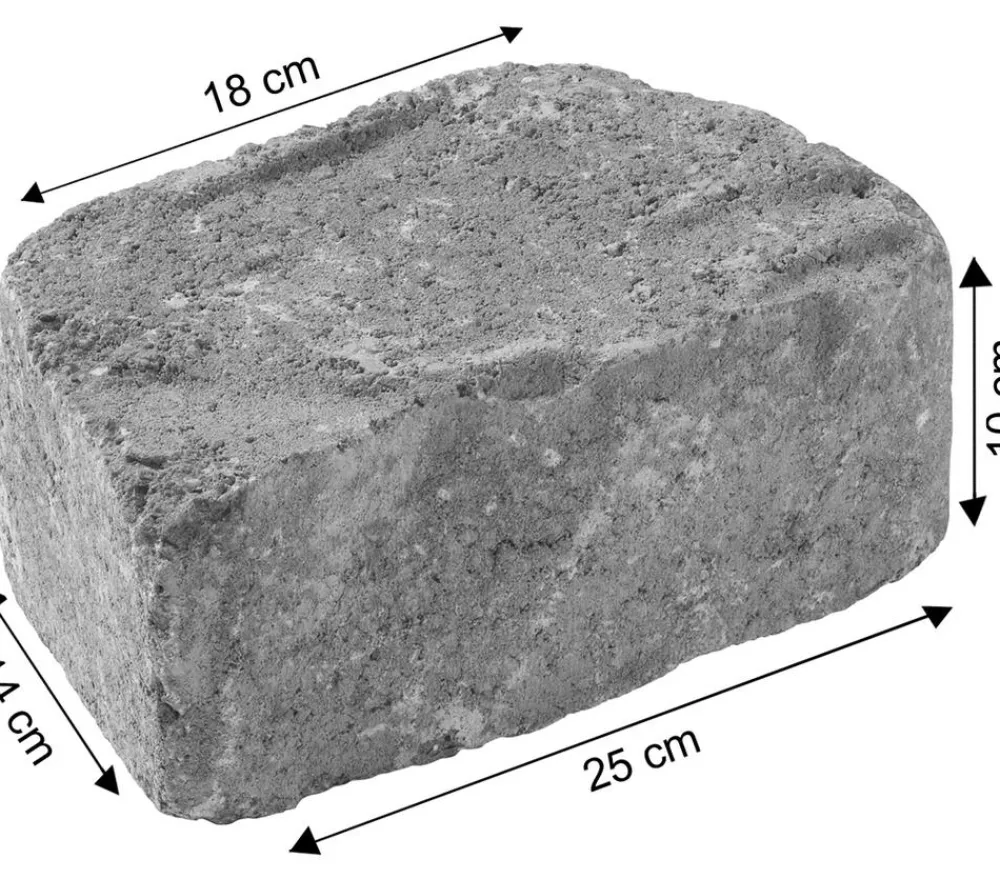 DIEPHAUS Mauerstein, 18/25 x 14 x 10 cm Grau Discount