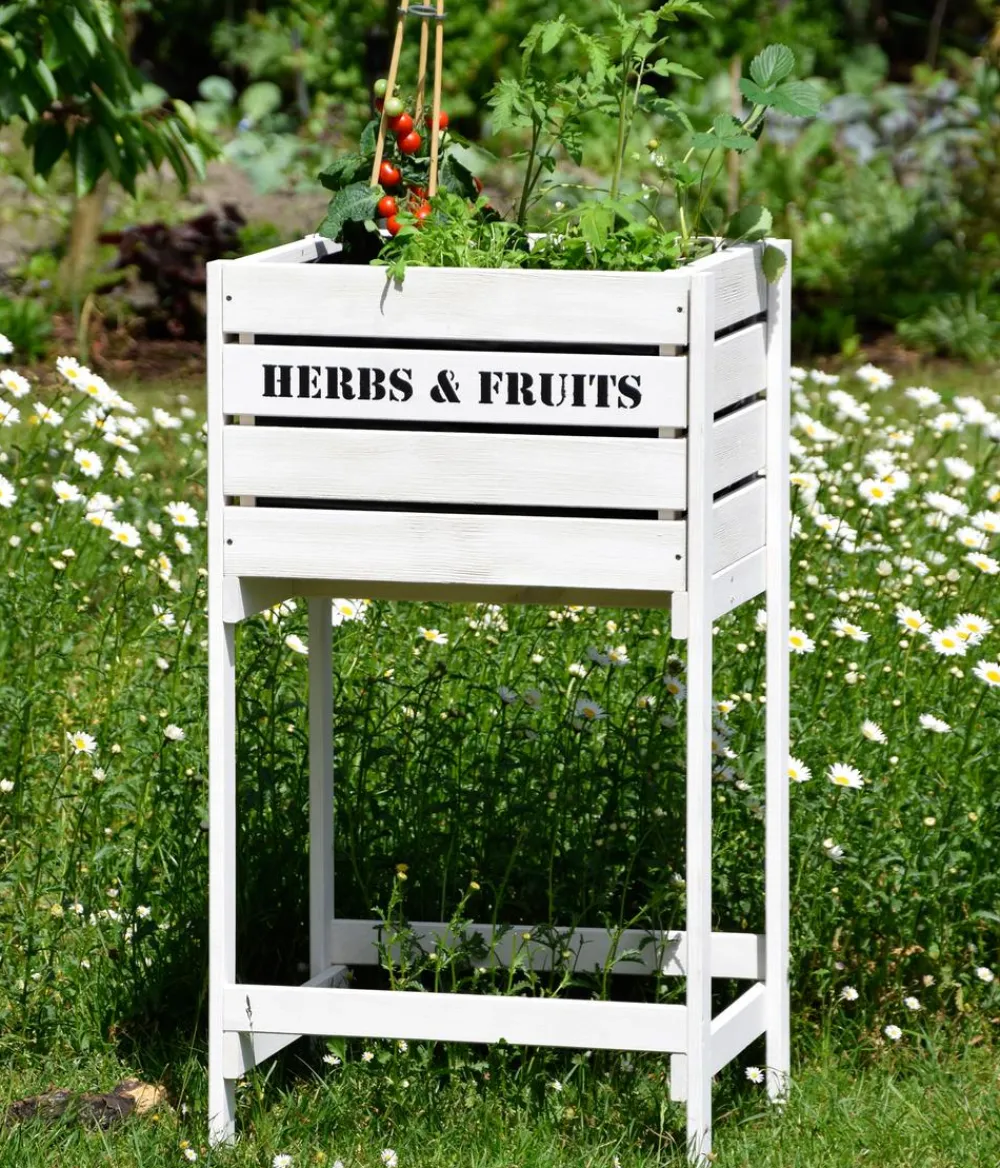dobar® Hochbeete & Frühbeete - Dobar Holz-Hochbeet Obstkiste, ca. B49/H90/T42 cm Hellgrau