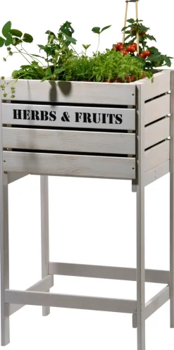 dobar® Hochbeete & Frühbeete - Dobar Holz-Hochbeet Obstkiste, ca. B49/H90/T42 cm Hellgrau