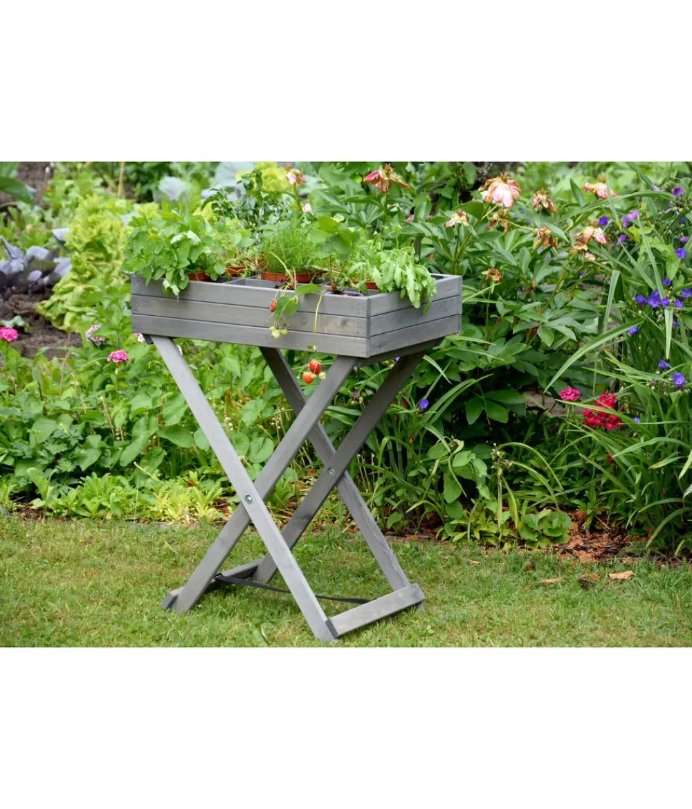 dobar® dobar Holz-Kräutertisch klappbar, ca. B58/H75/T38 cm Dunkelgrau Online