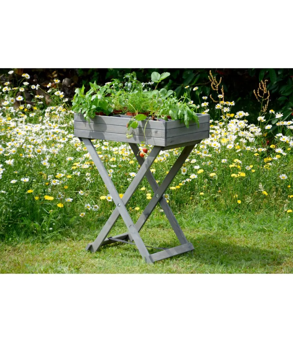 dobar® dobar Holz-Kräutertisch klappbar, ca. B58/H75/T38 cm Dunkelgrau Online