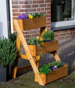 dobar® Blumentreppen|Blumenbänke > dobar Holz-Pflanztreppe, ca. B70/H90/T60 cm