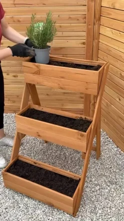 dobar® Blumentreppen|Blumenbänke > dobar Holz-Pflanztreppe, ca. B70/H90/T60 cm