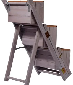 dobar® Blumentreppen|Blumenbänke - dobar Holz-Pflanztreppe klappbar, ca. B41/H85/T55 cm Dunkelgrau