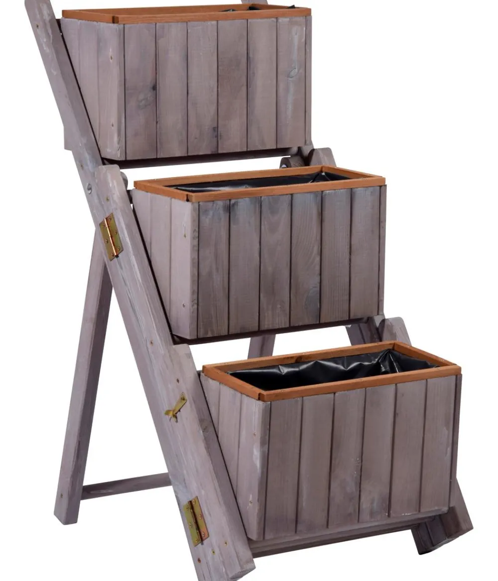 dobar® Blumentreppen|Blumenbänke - dobar Holz-Pflanztreppe klappbar, ca. B41/H85/T55 cm Dunkelgrau