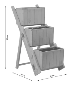 dobar® Blumentreppen|Blumenbänke - dobar Holz-Pflanztreppe klappbar, ca. B41/H85/T55 cm Dunkelgrau