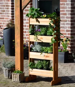 dobar® dobar Holz-Vertikalbeet mit 4 Pflanzkästen, , ca. B55/H125/T40 cm Braun Hot