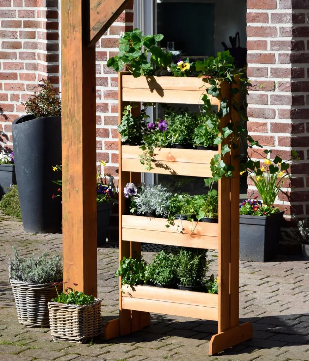 dobar® dobar Holz-Vertikalbeet mit 4 Pflanzkästen, , ca. B55/H125/T40 cm Braun Hot