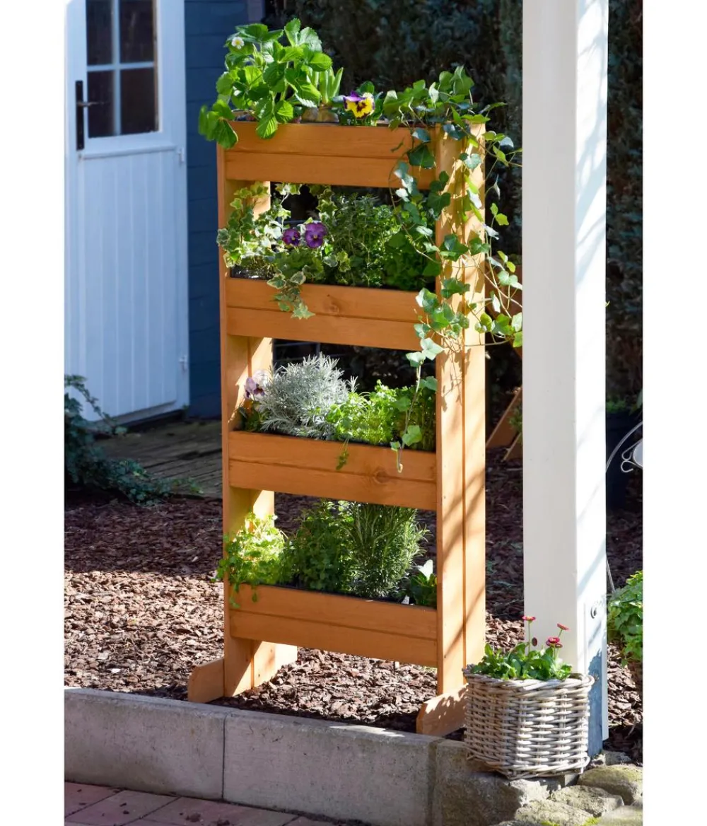 dobar® dobar Holz-Vertikalbeet mit 4 Pflanzkästen, , ca. B55/H125/T40 cm Braun Hot