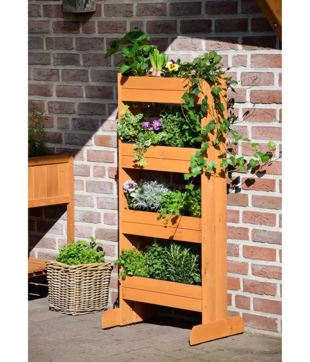 dobar® dobar Holz-Vertikalbeet mit 4 Pflanzkästen, , ca. B55/H125/T40 cm Braun Hot