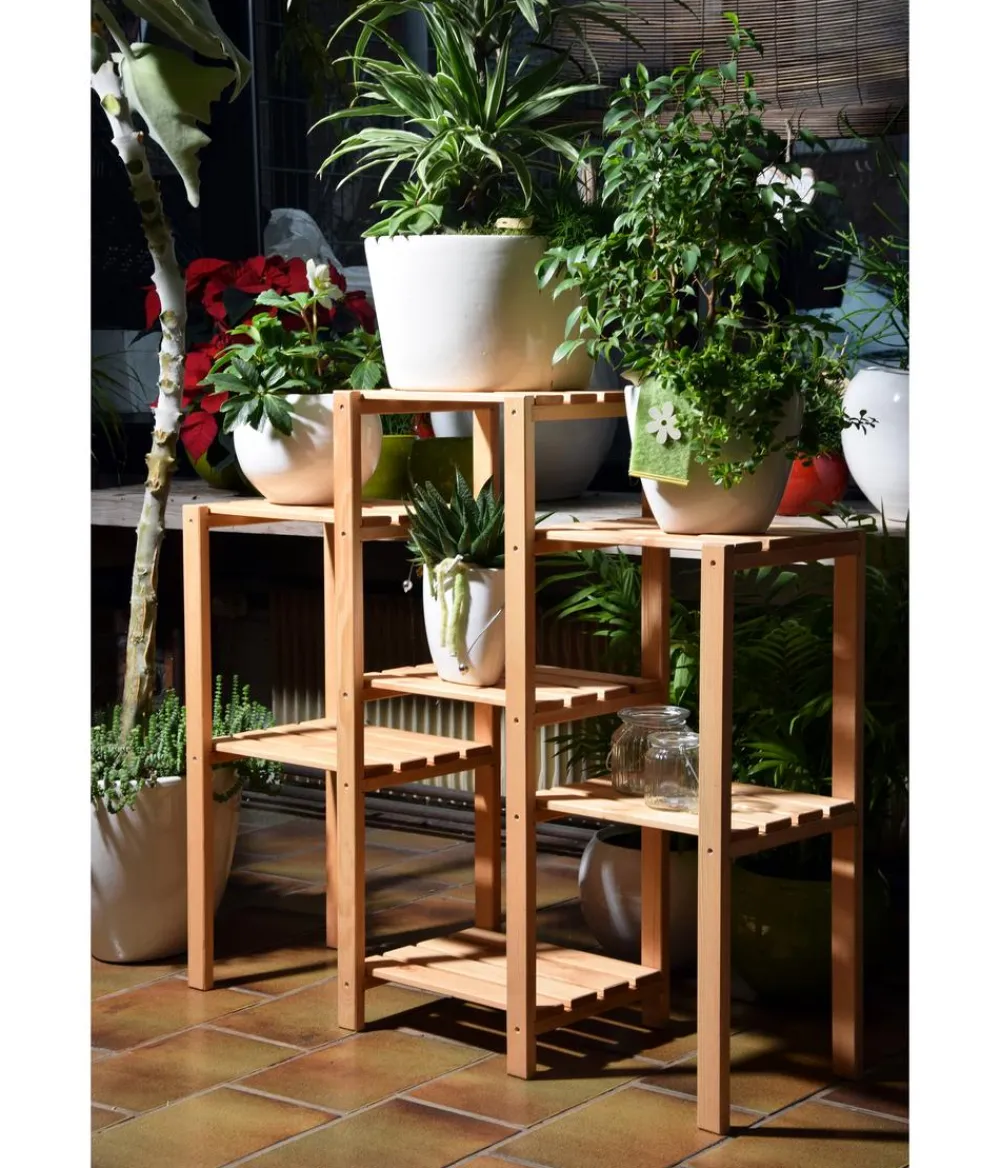 dobar® dobar Kiefernholz-Blumenregal 7-flächig, natur, ca. B97/87/T31 cm Hellbraun