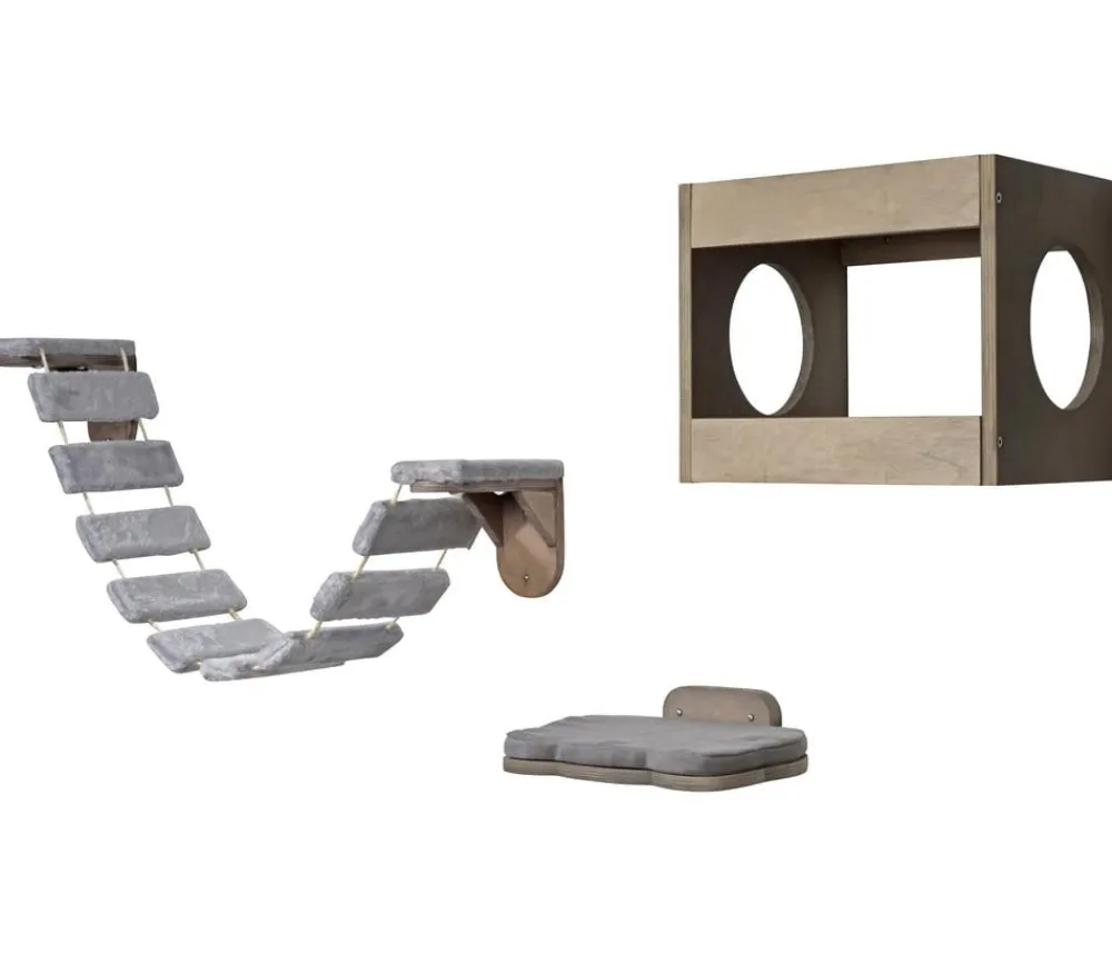 dobar® petlife Mehr Schlaf- & Kratzmöbel > Katzenmöbelset, inkl. Leiter, Höhle und Liegefläche, 3-teilig
