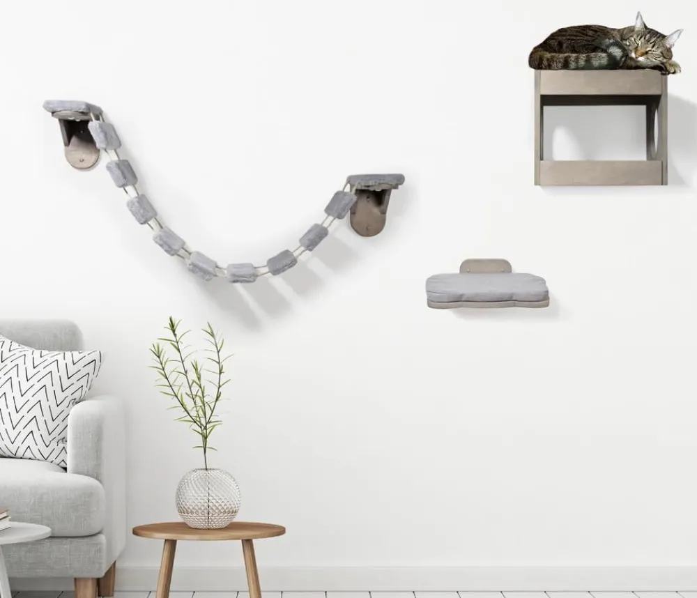 dobar® petlife Mehr Schlaf- & Kratzmöbel > Katzenmöbelset, inkl. Leiter, Höhle und Liegefläche, 3-teilig