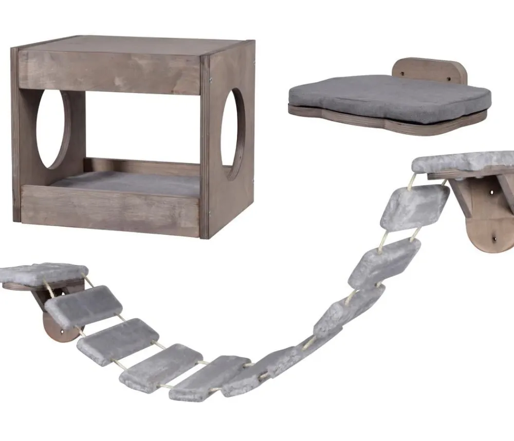 dobar® petlife Mehr Schlaf- & Kratzmöbel > Katzenmöbelset, inkl. Leiter, Höhle und Liegefläche, 3-teilig
