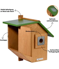 dobar® wildlife Nistkasten Brunhilde, inkl. Kamera, ca. B22,5/H38,5/T35,5 cm Natur
