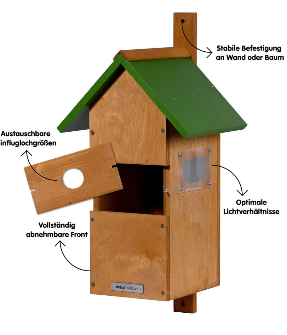 dobar® wildlife Nistkästen - Nistkasten Karsten, inkl. Kamera, ca. B22,5/H53/T25,5 cm