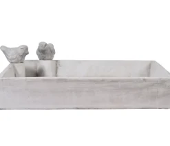 dobar® wildlife Vogeltränken|Gartenzwerge & Gartenfiguren - Vogeltränke Carré, Keramik, , ca. B29/H5/T29 cm Grau
