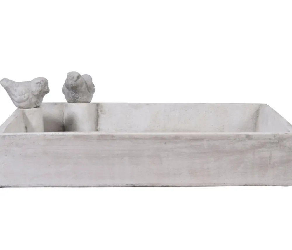 dobar® wildlife Vogeltränken|Gartenzwerge & Gartenfiguren - Vogeltränke Carré, Keramik, , ca. B29/H5/T29 cm Grau