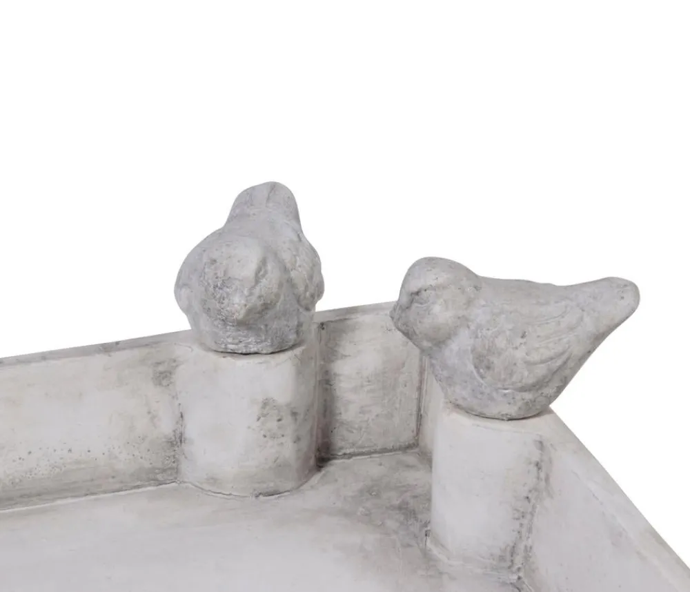 dobar® wildlife Vogeltränken|Gartenzwerge & Gartenfiguren - Vogeltränke Carré, Keramik, , ca. B29/H5/T29 cm Grau