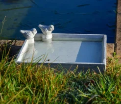 dobar® wildlife Vogeltränken|Gartenzwerge & Gartenfiguren - Vogeltränke Carré, Keramik, , ca. B29/H5/T29 cm Grau