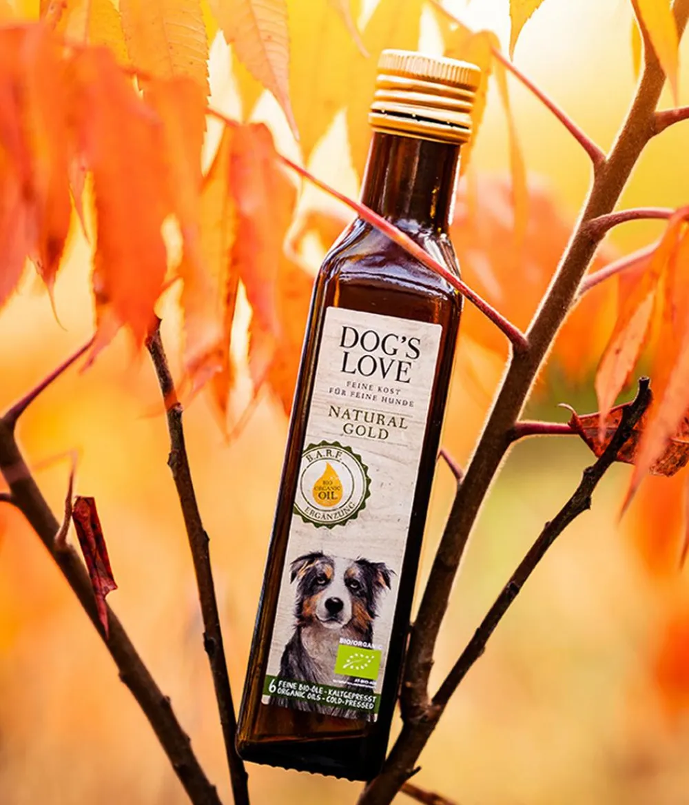 DOG'S LOVE Nahrungsergänzung Hund - Ergänzungsfutter BIO-Ölmischung Natural Gold, 250 ml