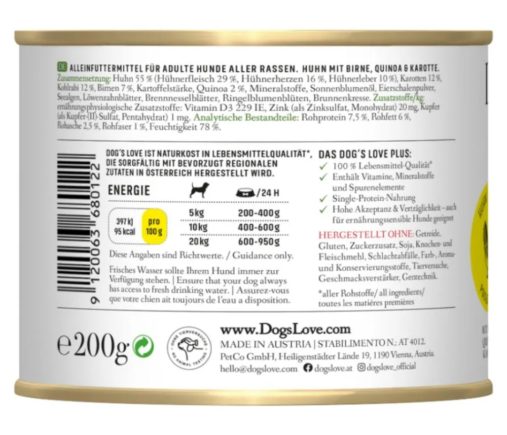 DOG'S LOVE Nassfutter Hund > Nassfutter für Hunde Adult, 6 x 200 g