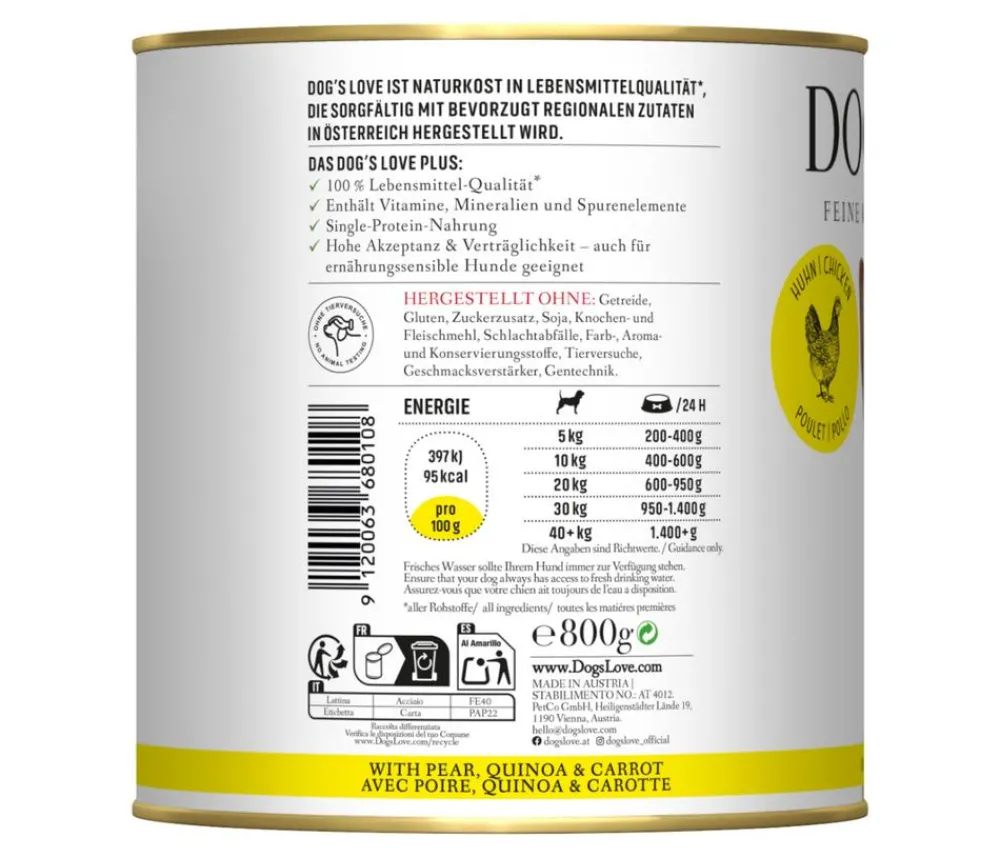 DOG'S LOVE Nassfutter Hund > Nassfutter für Hunde Adult, 6 x 800 g