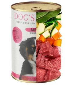 DOG'S LOVE Nassfutter Hund - Nassfutter für Hunde Junior, 6 x 400 g
