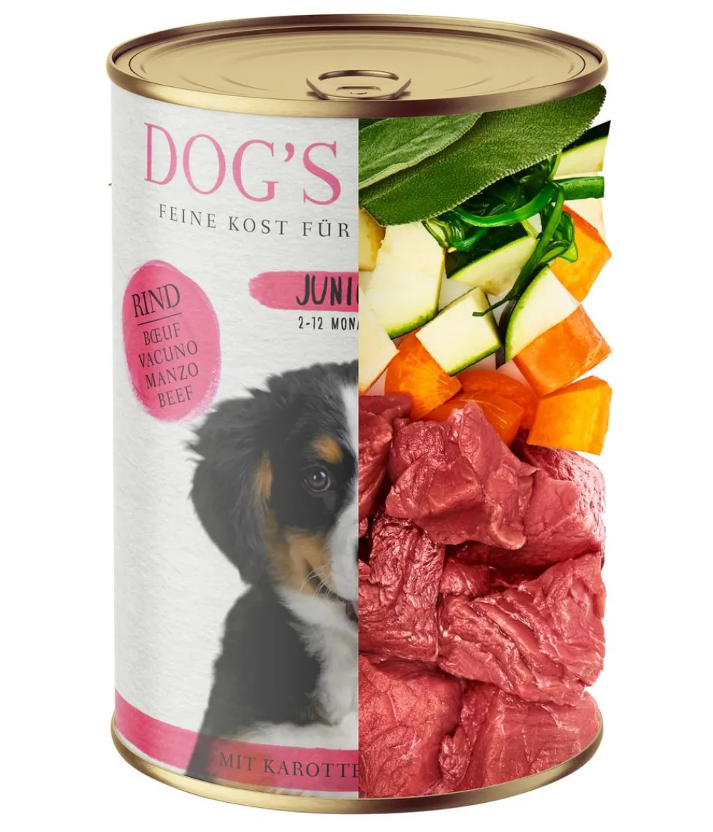 DOG'S LOVE Nassfutter Hund - Nassfutter für Hunde Junior, 6 x 400 g