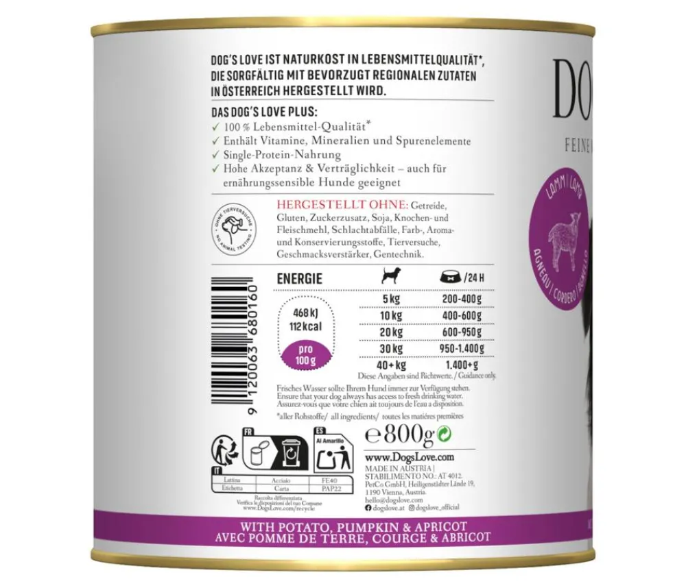 DOG'S LOVE Nassfutter für Hunde Adult, 6 x 800 g Best