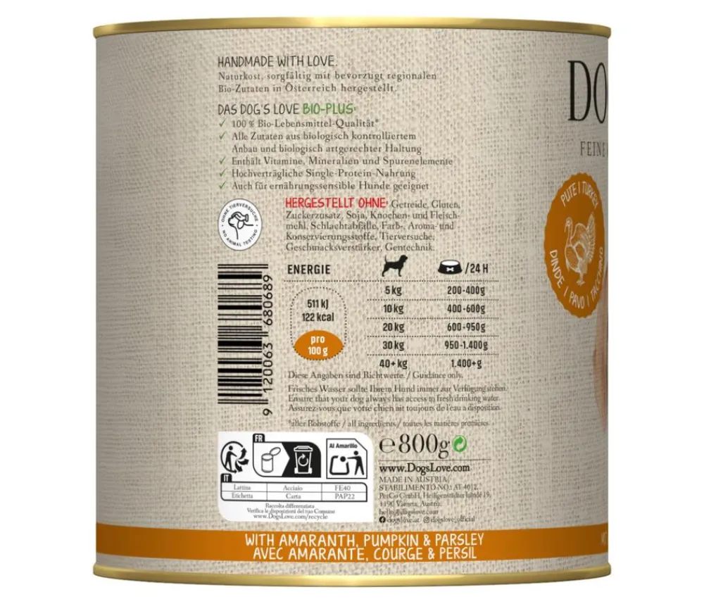 DOG'S LOVE Nassfutter für Hunde Bio, 6 x 800 g Online