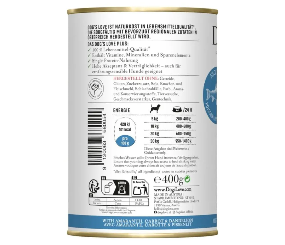 DOG'S LOVE Nassfutter für Hunde Adult, 6 x 400 g Sale