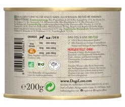 DOG'S LOVE Nassfutter Hund - Nassfutter für Hunde Bio, 6 x 200 g