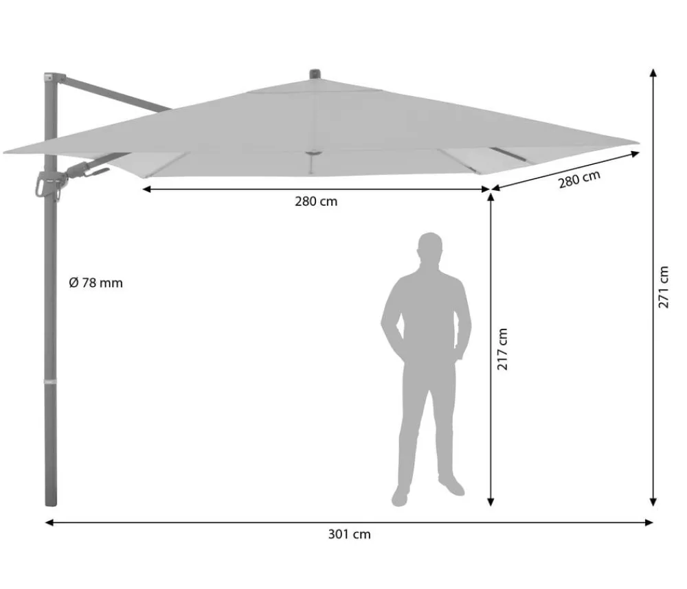Doppler Ampelschirm myZone AX, quadratisch, ca. B280/T280 cm Anthrazit Hot