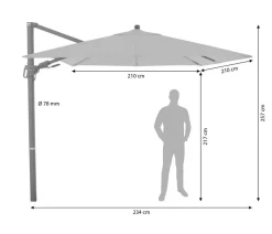 Doppler Ampelschirm myZone AX, quadratisch, ca. B210/T210 cm Hellgrün