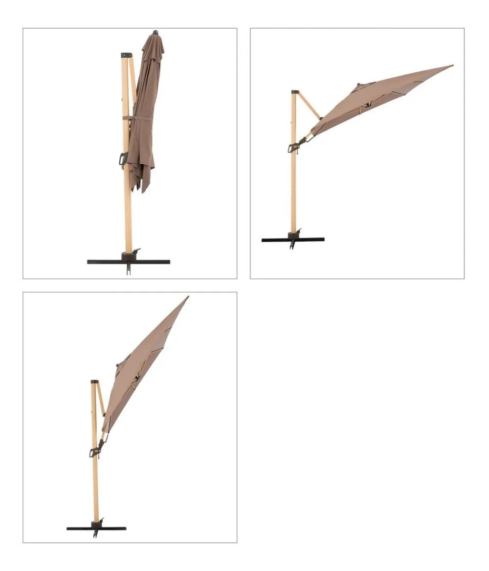 Doppler Pendelschirm Aluwood, rechteckig, ca. B300/T220 cm Taupe