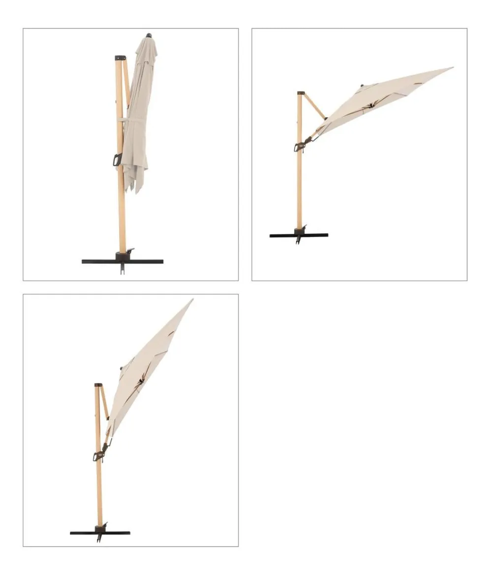 Doppler Sonnenschirme - Pendelschirm Aluwood, rechteckig, ca. B300/T220 cm Natur