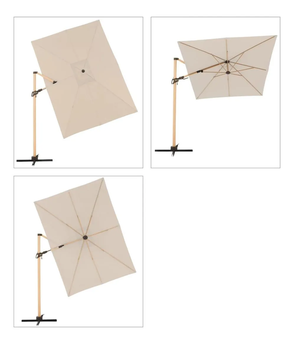 Doppler Sonnenschirme - Pendelschirm Aluwood, rechteckig, ca. B300/T220 cm Natur