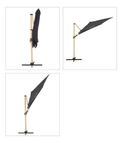 Doppler Sonnenschirme - Pendelschirm Aluwood, rechteckig, ca. B300/T220 cm Dunkelgrau
