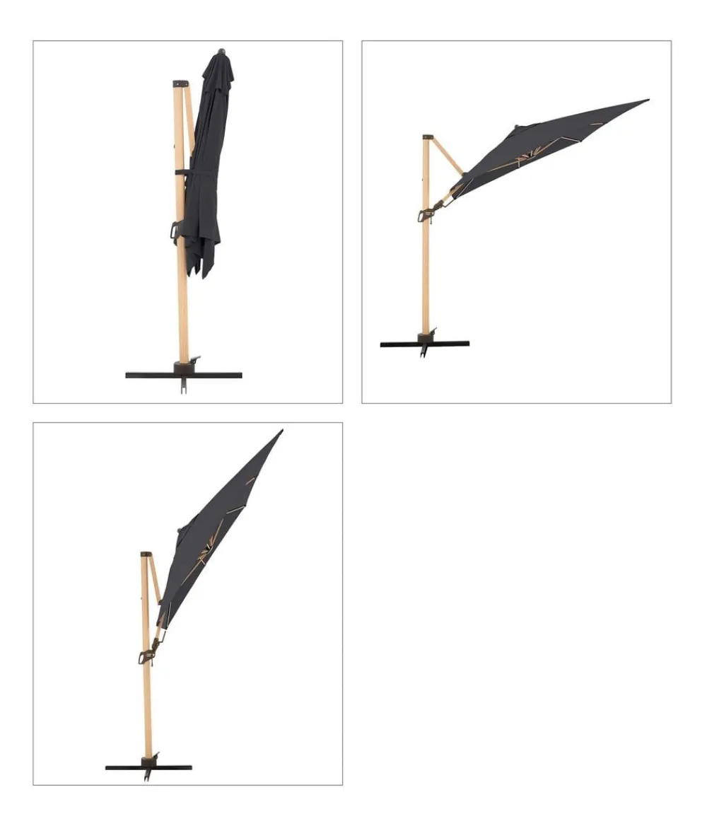 Doppler Sonnenschirme - Pendelschirm Aluwood, rechteckig, ca. B300/T220 cm Dunkelgrau