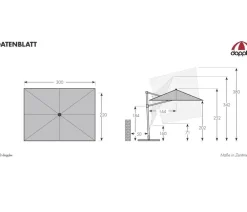 Doppler Sonnenschirme - Pendelschirm Aluwood, rechteckig, ca. B300/T220 cm Dunkelgrau