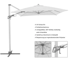 Doppler Sonnenschirme - Pendelschirm Aluwood, rechteckig, ca. B300/T220 cm Dunkelgrau